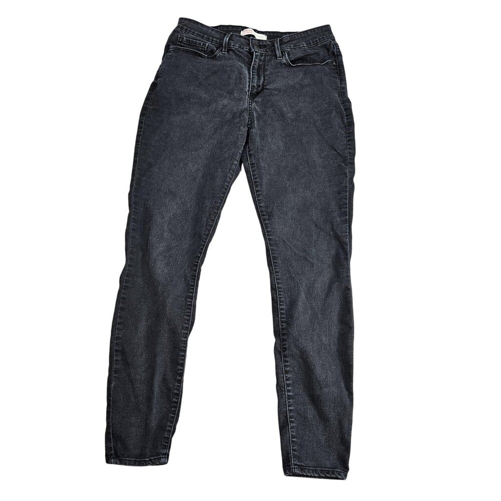 Signature Levi Strauss Mid Rise Skinny Jeans Womens 10 Charcoal Wash Stretch